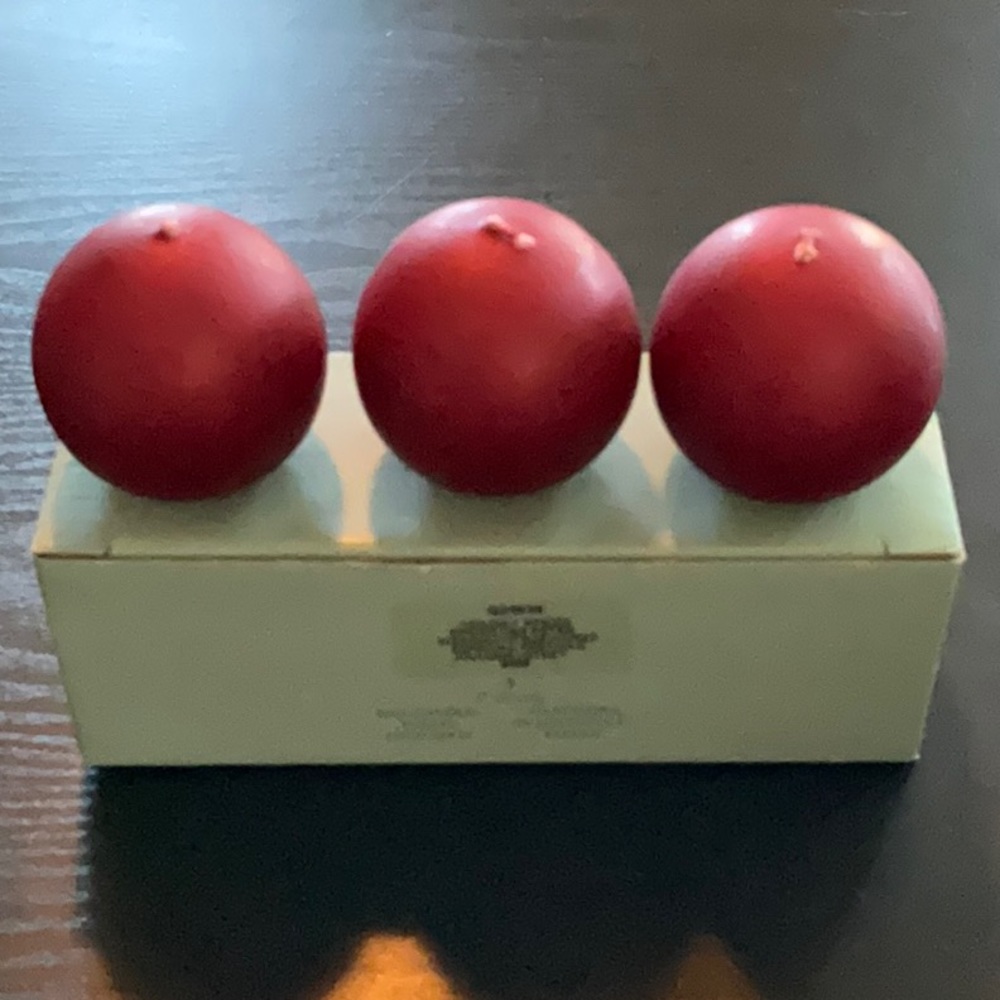 PartyLite Set of 3 Holiday Spices 2” Red Ball Candles